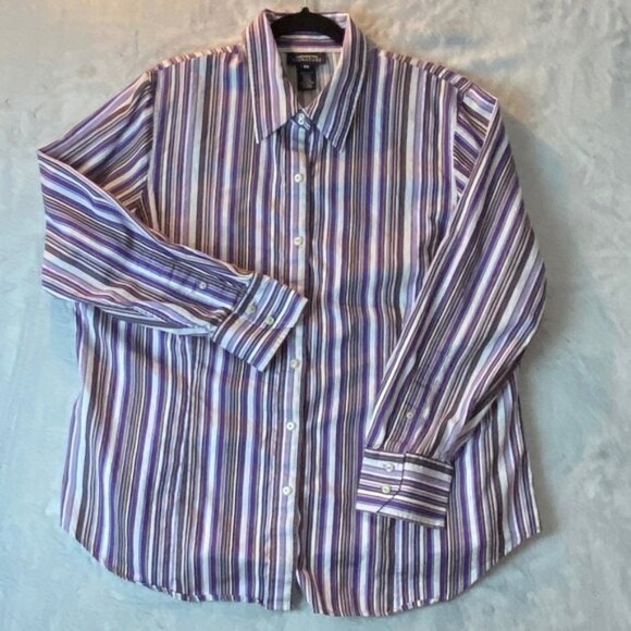 Jones New York  Shirt 2X Purple Stripes - Picture 1 of 12